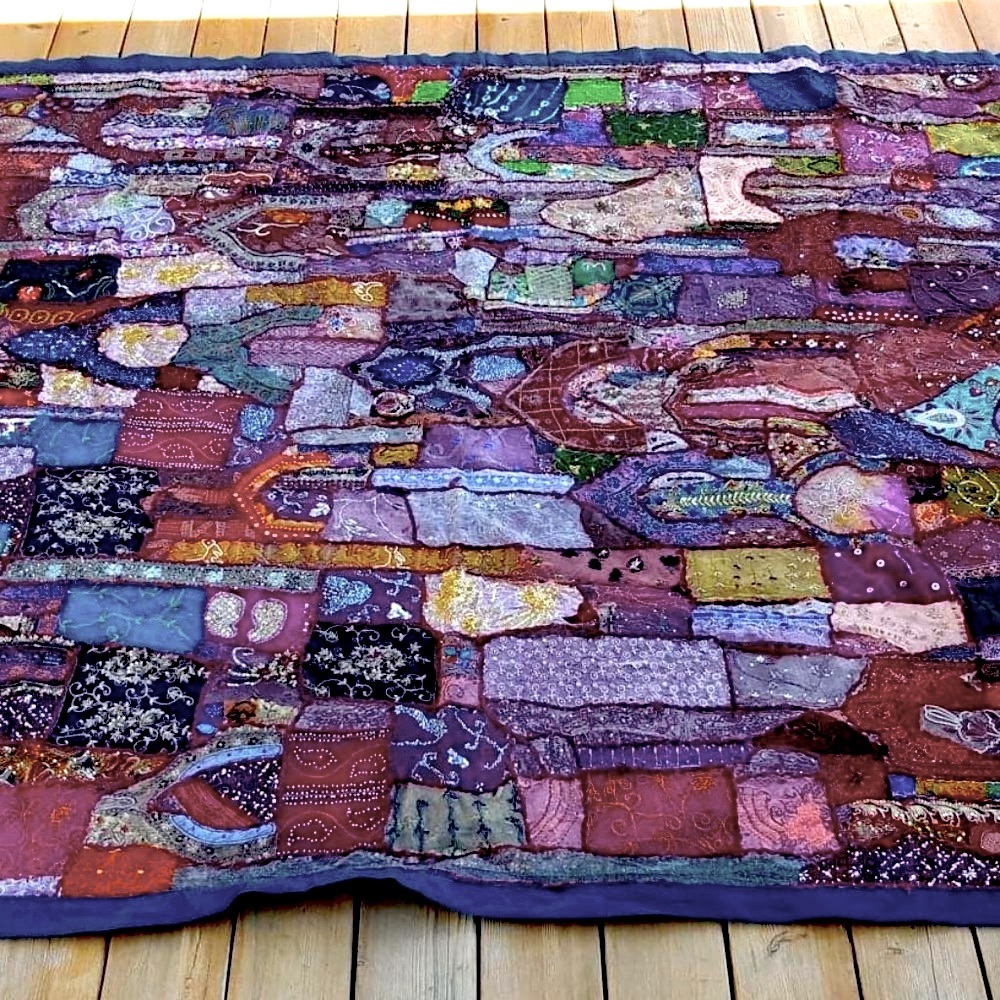 Beaded Sari Patchwork Tapestry